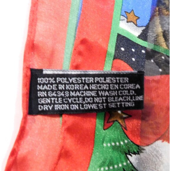Christmas Cat Scarf 14" X 59" Festive Red Multicolor Polyester Rectangular - Picture 10 of 10